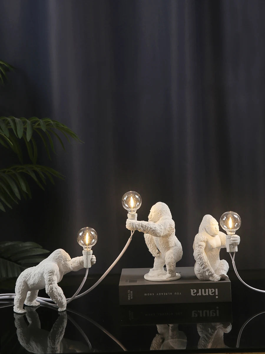 Nordic King Kong Resin Table Lamp – Modern USB Desk Light